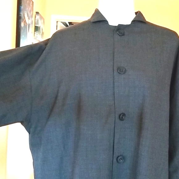 ESKANDAR Y2k Swingy HTF Grey Striped Wool Striped Boxy Neiman  Minimalist Jacket - Picture 9 of 14